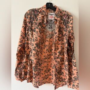 Roar Orange and Brown Floral Shirt